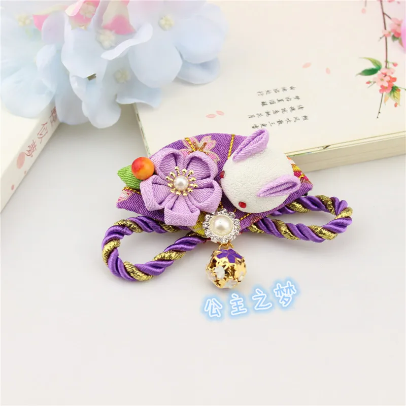 

Tradational Japanese Style Kanzashi Kimono Accessories Graduation Wedding Ceremony Hair Claws Ornament Crystal Bell Bead Rabbit