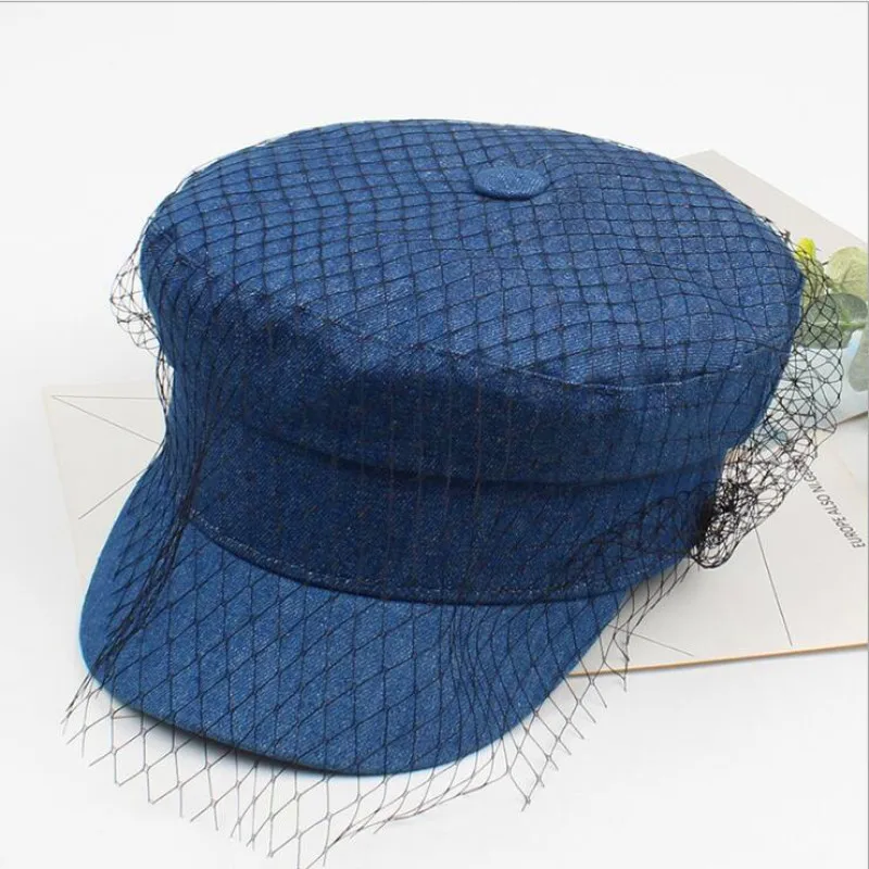 

oZyc Autumn octagonal hats for women flat military baseball cap ladies solid caps women casual Mesh denim berets hat gorra