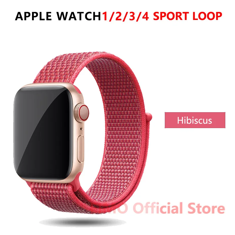 Hibiscus EIMO ремешок для Apple Watch ремешок 44 мм 40 мм Apple Watch 4 5 3 2 1 iwatch ремешок 42 мм 38 мм Спортивная петля нейлоновая петля браслет ремешок для часов - Цвет ремешка: Hibiscus