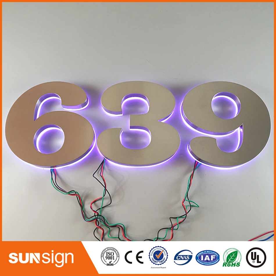 H 30cm factory outdoor 3d stainless steel illuminated backlit letter sign outlet various colors of led