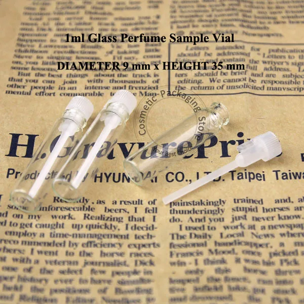 100 шт./лот оптовая продажа 1 мл мини-стеклянная бутылка для духов многоразовый