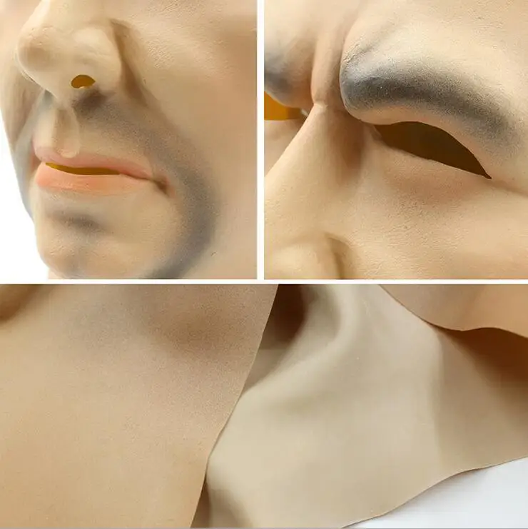 Искусственная Мужская латексная маска на голову накладные парики борода