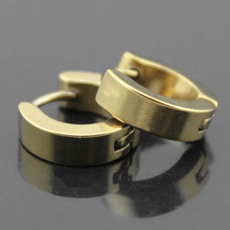 Серьги кольца Huggie из нержавеющей стали маленькие круглые петли черного