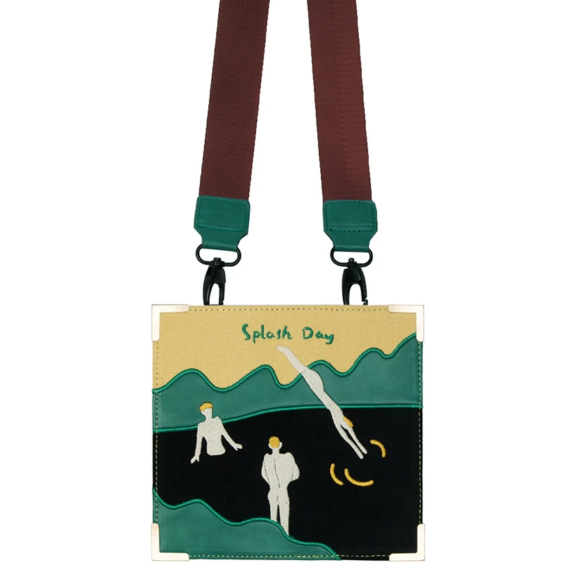 

Original Vintage Canvas Bag Crossbody Bag female leisure art mosaic embroidery Square