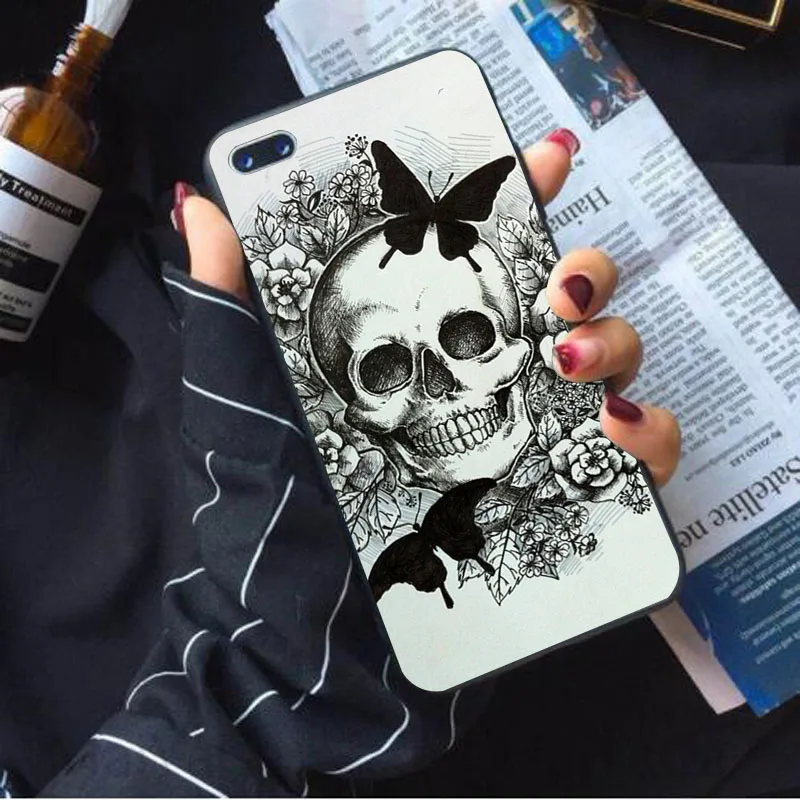 IMIDO Grim Reaper Череп Скелет Капа дизайн черный силиконовый чехол для iPhone Apple 5 6 7 8 5/6s X XS