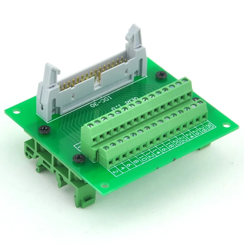 

IDC30 Header Interface Module with Simple DIN Rail Mounting feet.