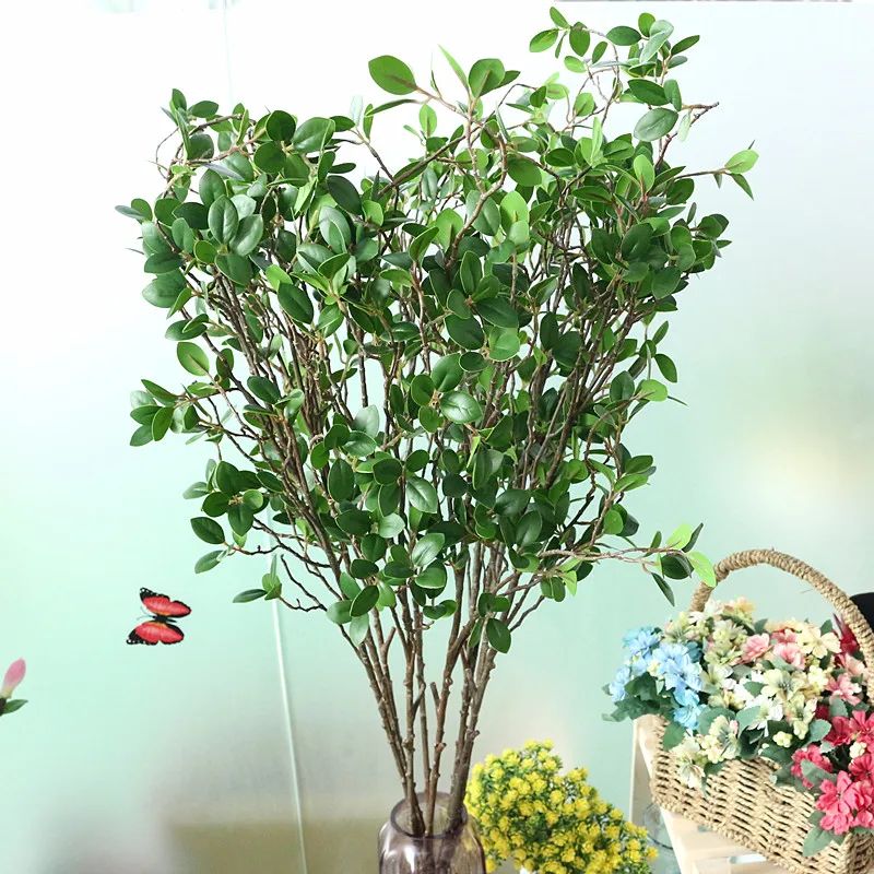 Flone DIY свежие искусственные настоящие сенсорные ветви с зелеными листьями