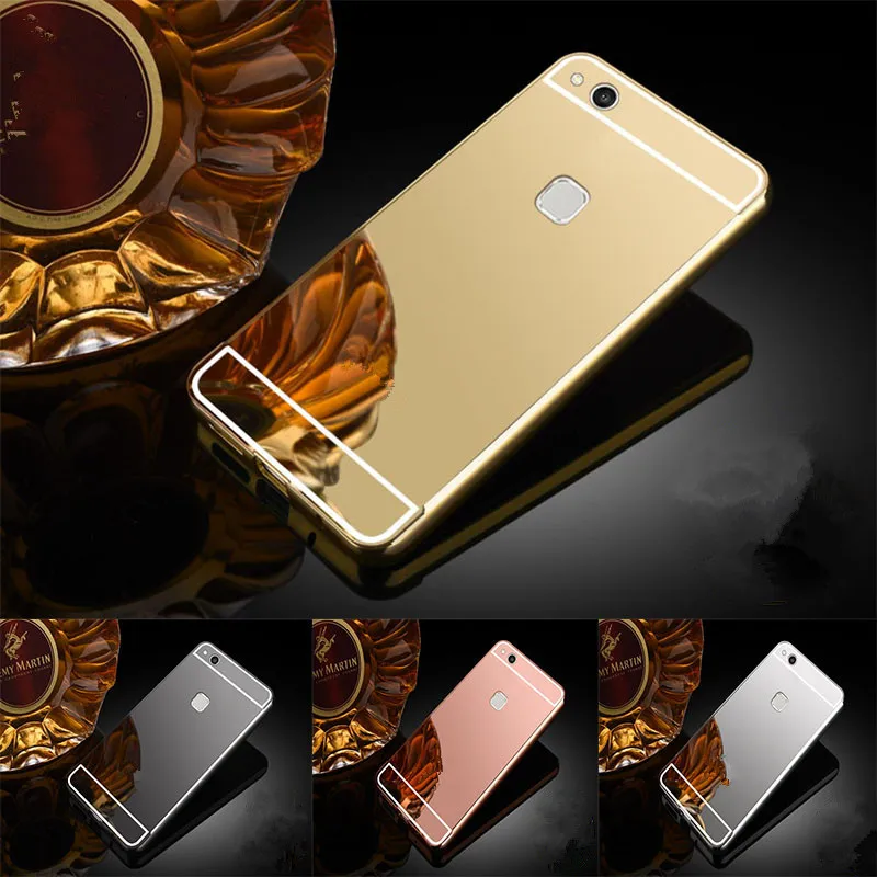 Роскошные зеркальные Чехлы цвета розового золота для Vivo V7 алюминиевая рамка