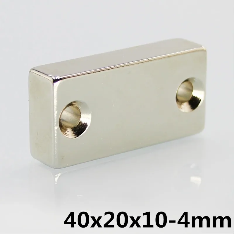 1 шт./лот F 40x20x10 мм отверстие 4 N35 Сильный квадратный неодимовый редкоземельный