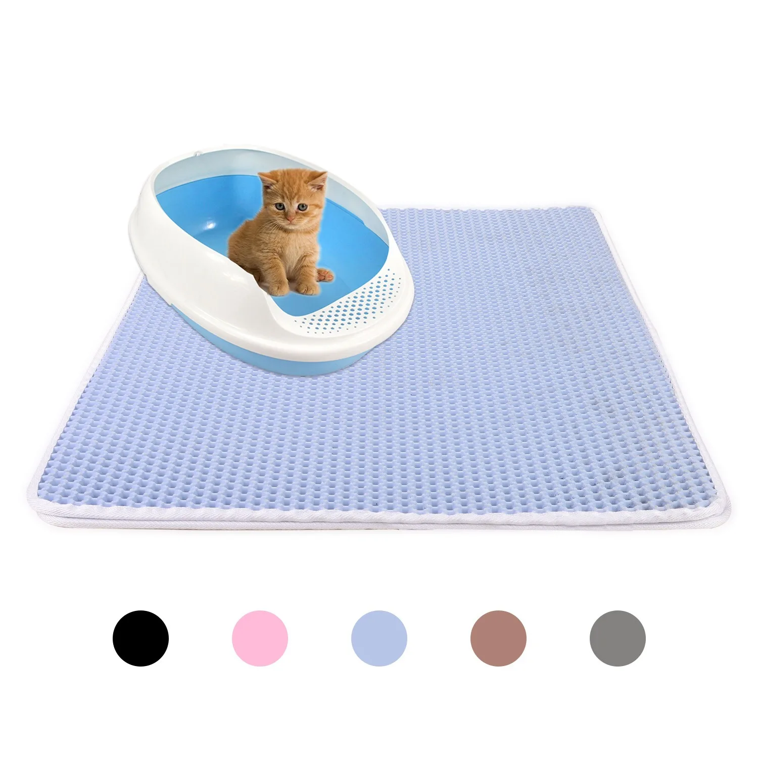 light blue Коврик для кошачьего туалета EVA двухслойный коврик для кошачьего туалета с водонепроницаемым дном нескользящий коврик для кошачьего туалета слой Kattenmand - Цвет: light blue