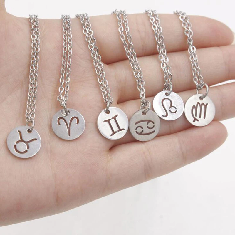 

5pcs/lot Grace Moments Stainless Steel Hot Sale 12 constellations Charms Pendant Necklaces For Women Jewelry DIY Gift Summer