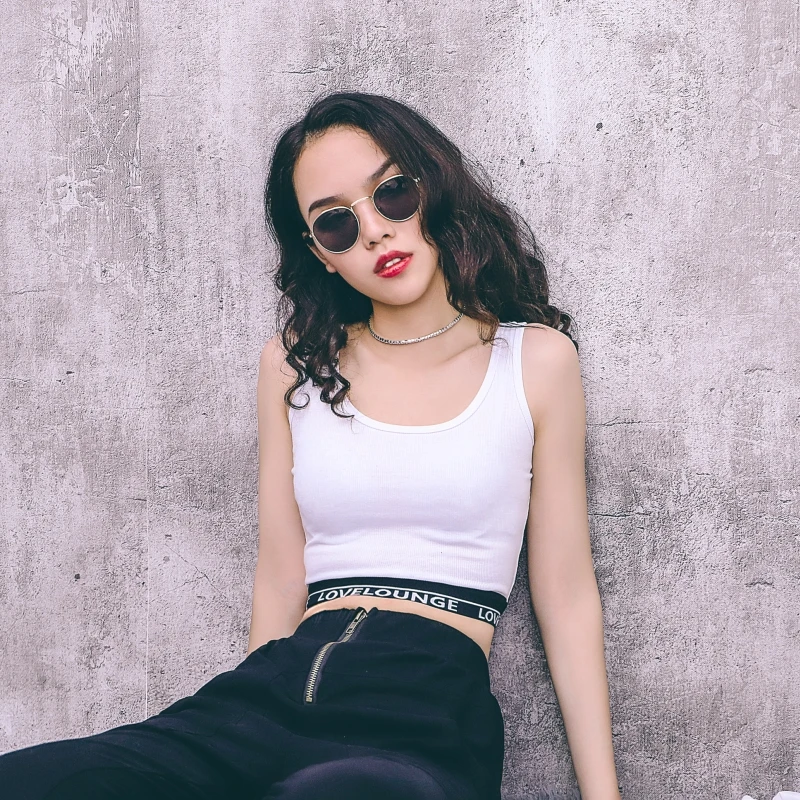 

2018 New Summer women Crop Top 2018 Summer Honey Letter Embroidery Strap Tank Tops Cropped Feminino Ladies Elastic Shirt Vest Ca