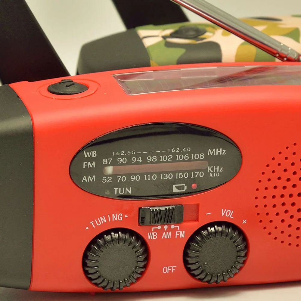 Портативное зарядное устройство на солнечной батарее 1000 мАч AM FM радио с ручной