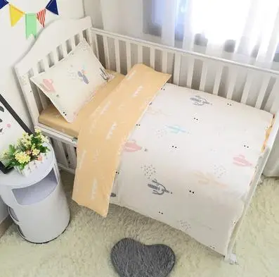 3pcs Детский комплект постельного белья из хлопка с мультяшным рисунком, детское постельное белье, пододеяльник, детская кровать, плоский лист, наволочка для новорожденного, декор детской комнаты, комплект детской кровати - Цвет: 3pcs