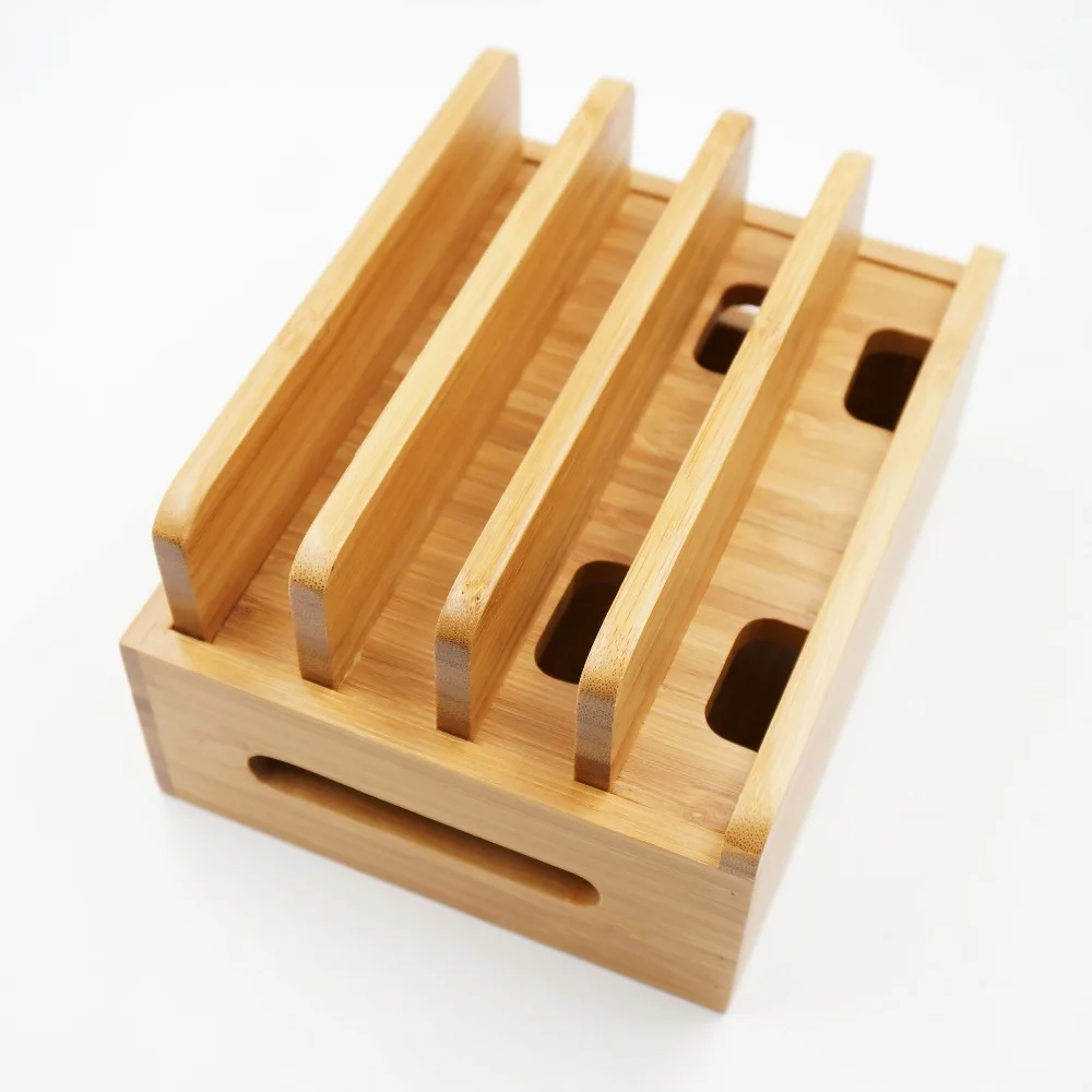 Универсальная док станция из натурального бамбука зарядная органайзер для