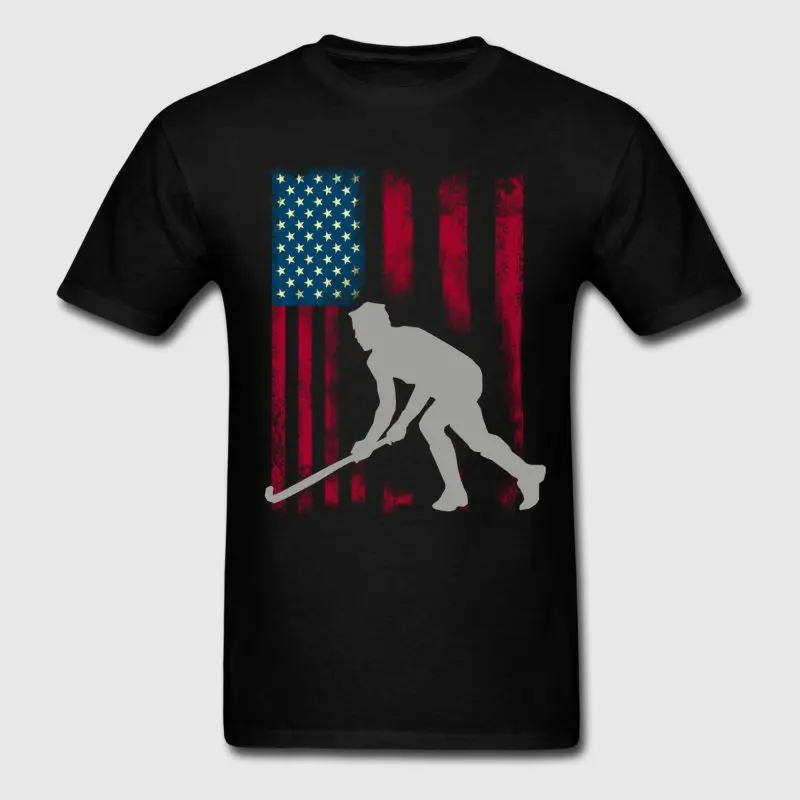 Повседневное Для мужчин футболка S-3xl Hockeyer поле американский флаг палки Sporter Club