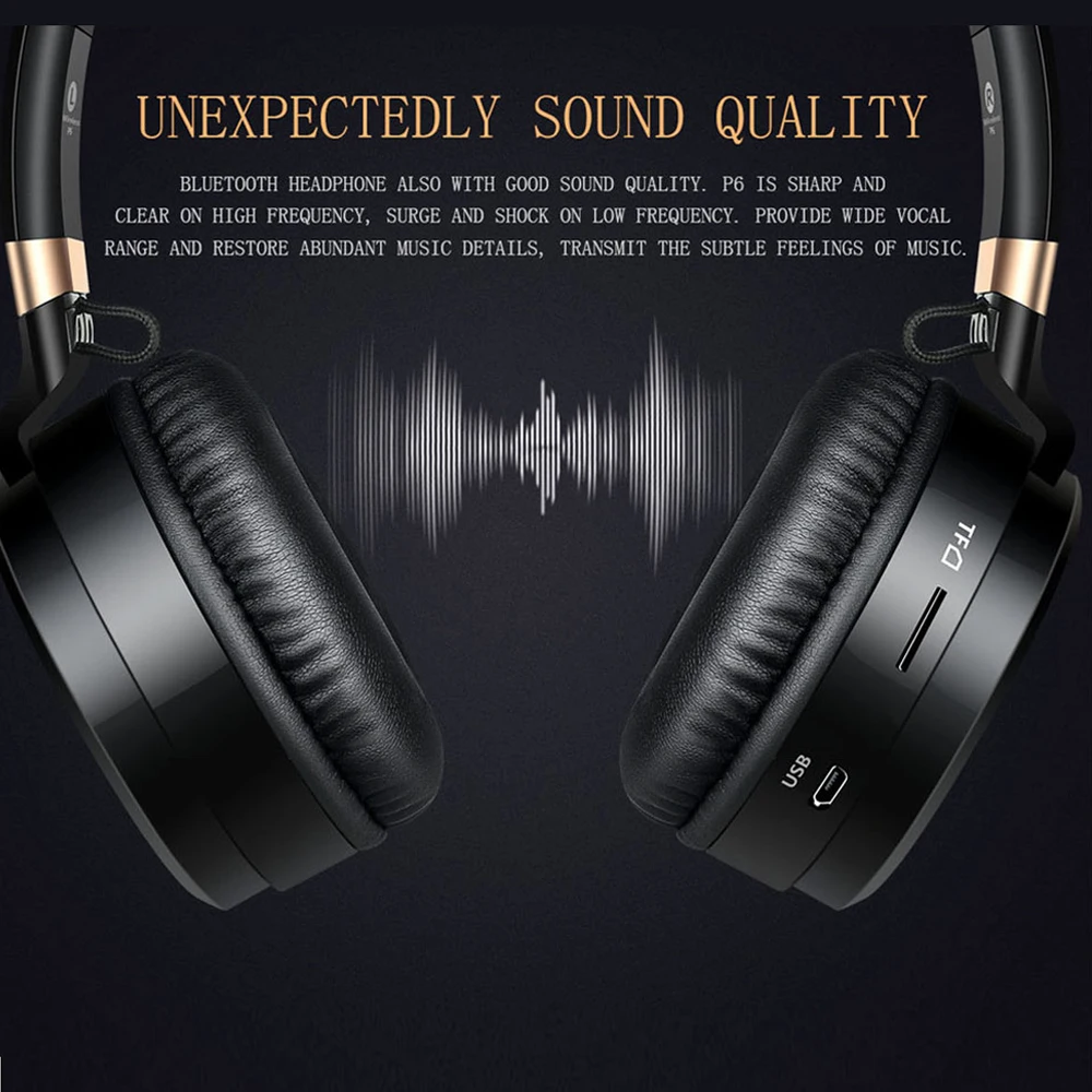 Yakee P6 Bluetooth наушники с микрофоном Беспроводной Поддержка TF карты FM Радио Бас