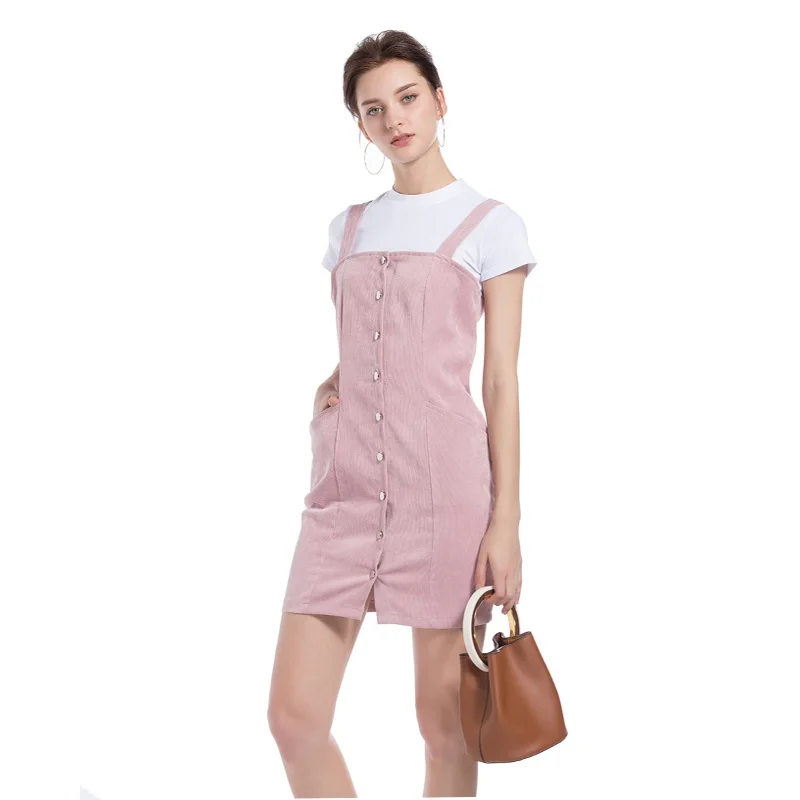 Женские Повседневное нагрудник и пуговицы спереди свободные S чулок общая мини