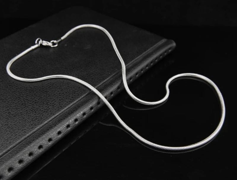 Мужские и женские ожерелья из чистого серебра 925 пробы цепочка чокер 3 мм колье 16 24