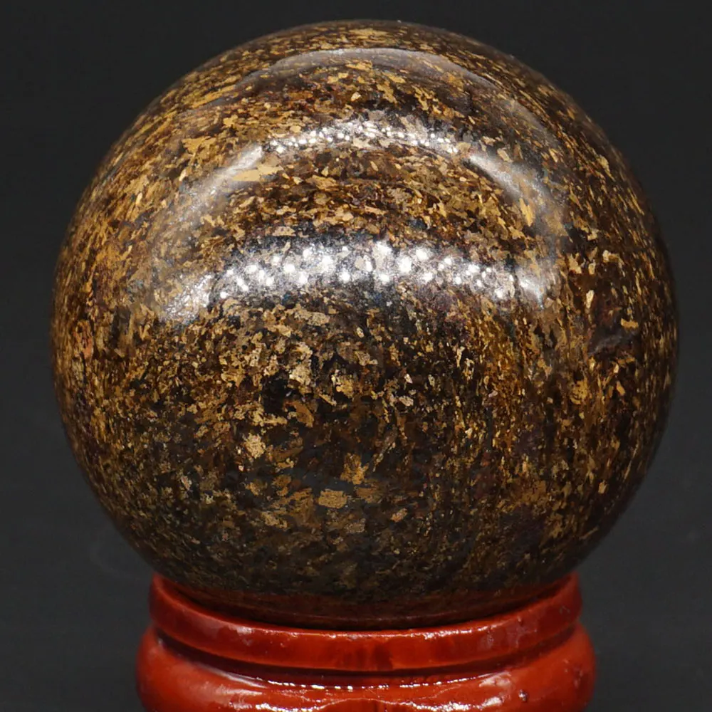Natural Gemstone 40MM Bronzoite Sphere Crystal Ball Chakra Healing Reiki Carving Crafts With Stand
