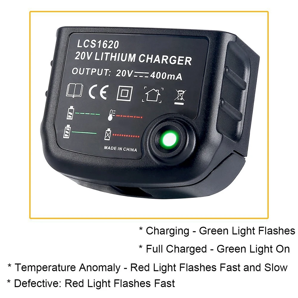 LCS1620 литиевая батарея зарядное устройство для BLACK & DECKER аккумуляторная 20V 0.4A 400mA