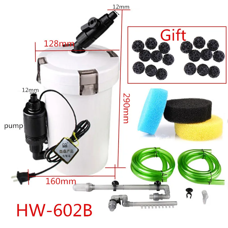 SUNSUN HW602B HW603B ультра-тихий Внешний Аквариум фильтр ведро контейнер для аквариума аквариум, фильтр коробка+ водяной насос - Цвет: HW-602B