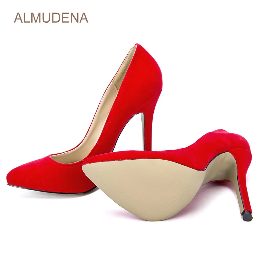 ALMUDENA/соблазнительные женские красные замшевые туфли на высоком каблуке Офисная