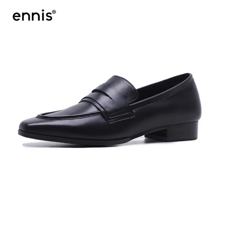 ENNIS/ г.; модные черные женские кожаные лоферы из натуральной кожи на плоской подошве; весенние женские туфли на низком каблуке с круглым носком; британский стиль; C910
