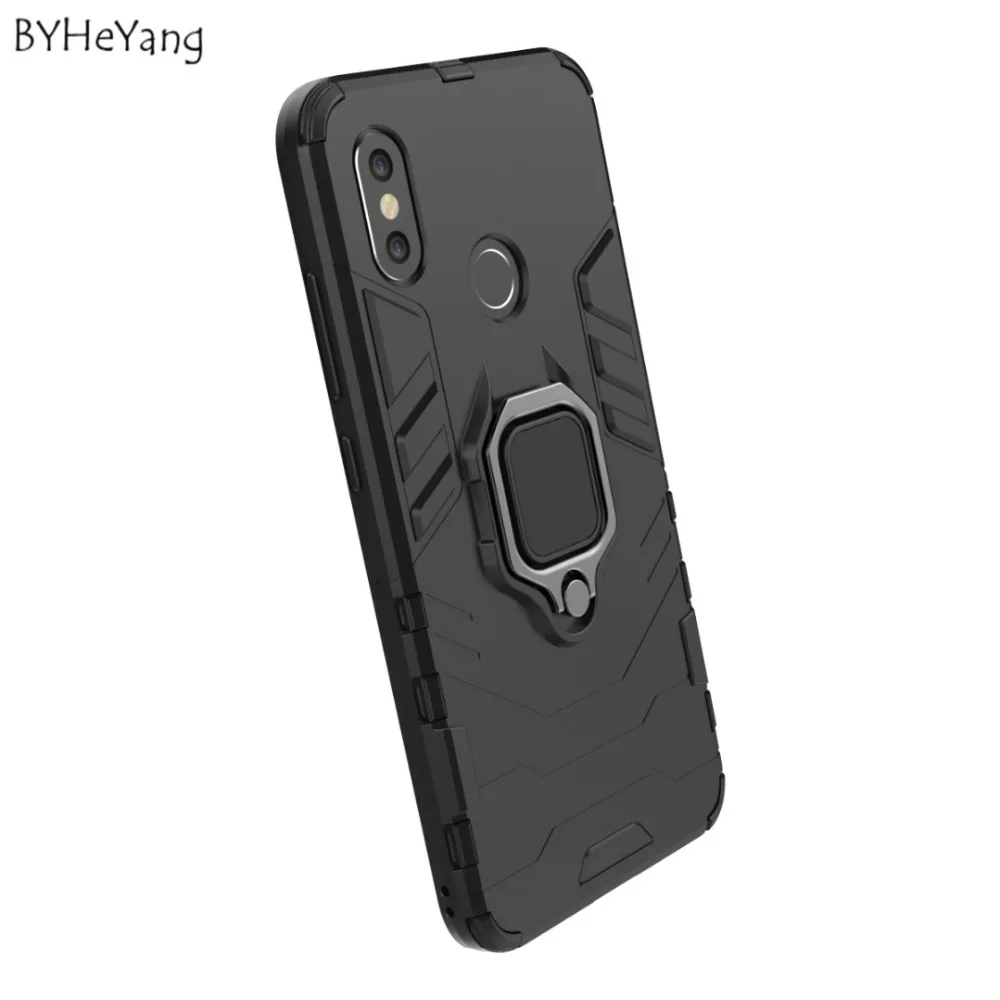 BYHeYang роскошный бронированный чехол для Xiaomi Mi 8 металлический кольцевой кронштейн