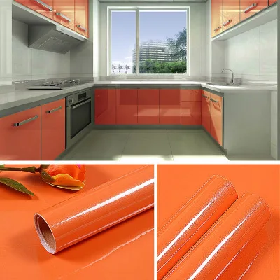 orange Водостойкие самоклеющиеся виниловые обои в рулоне для кухонной мебели, настольная стенка холодильника, современный домашний декоративный - Цвет: orange