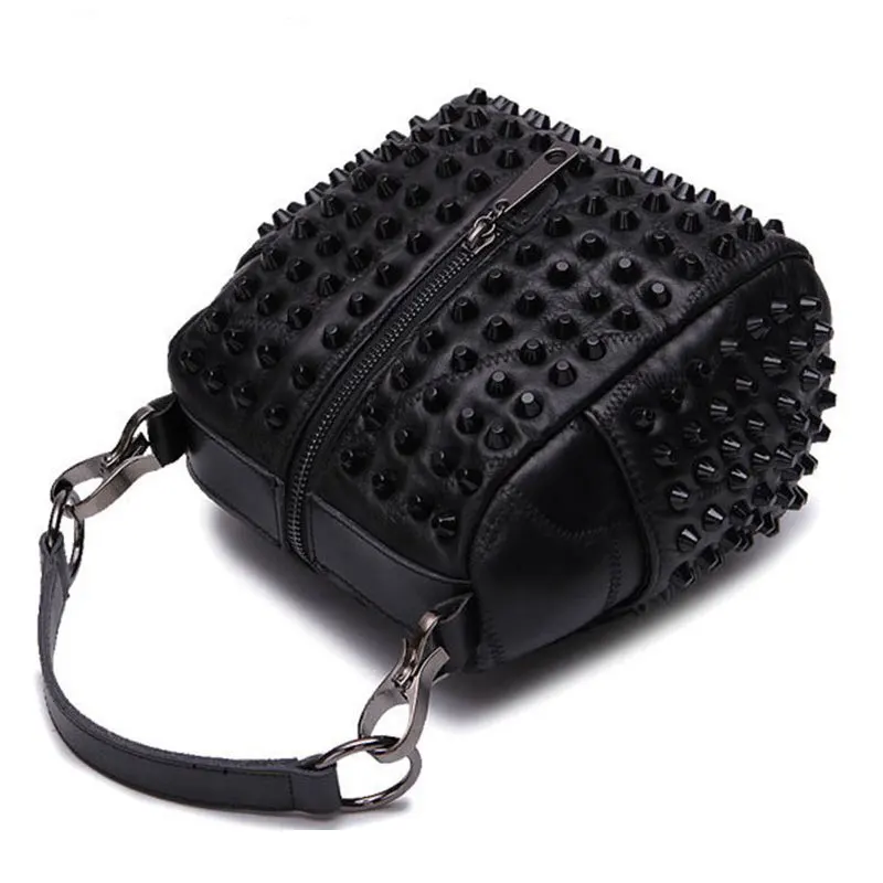 CAJIFUCO Spiked Handbag Genuine Leather Women Shoulder Bag Lambskin Studded Pillow Metal Rivet Crossbody Bolsos Mujer | Багаж и сумки