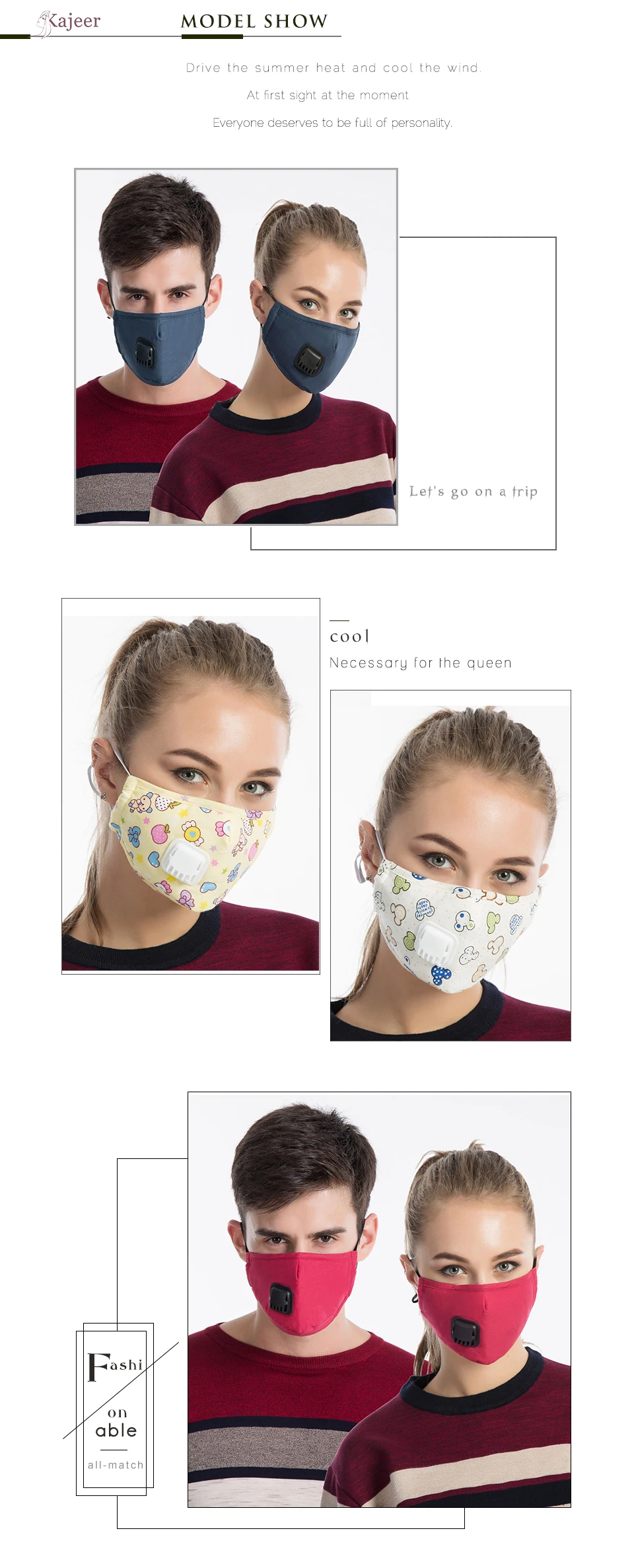 Kajeer хлопок PM2.5 анти-Дымчатая маска дыхание Анти-пыль рот маска Активированный уголь фильтр респиратор рот муфельной твердые маски для лица
