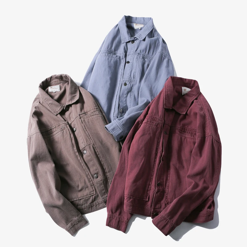 Мужская джинсовая куртка в стиле ретро Потертая облегающая верхняя одежда