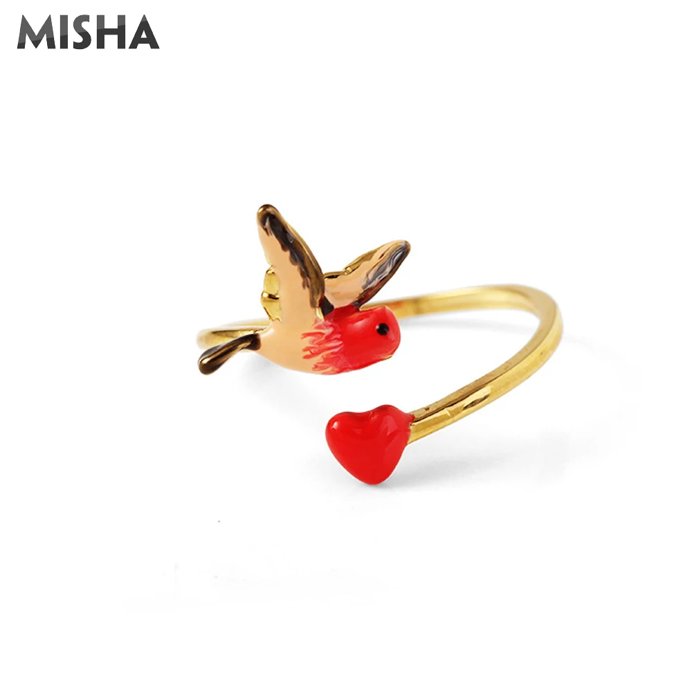 MISHA Модные Ювелирные наборы для женщин ожерелье серьги и браслет эмалированная глазурь ручной работы птица и Любовь дизайн женский подарок 02718