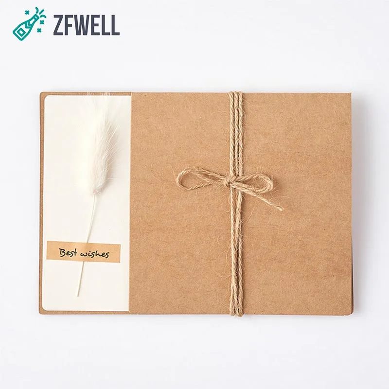 Zfwell 1 шт. оберточная бумага в винтажном стиле засушенные цветы поздравительная открытка «сделай сам» на день рождения, на свадьбу, на праздник, подарок поздравительная и пригласительная открытка supplies8