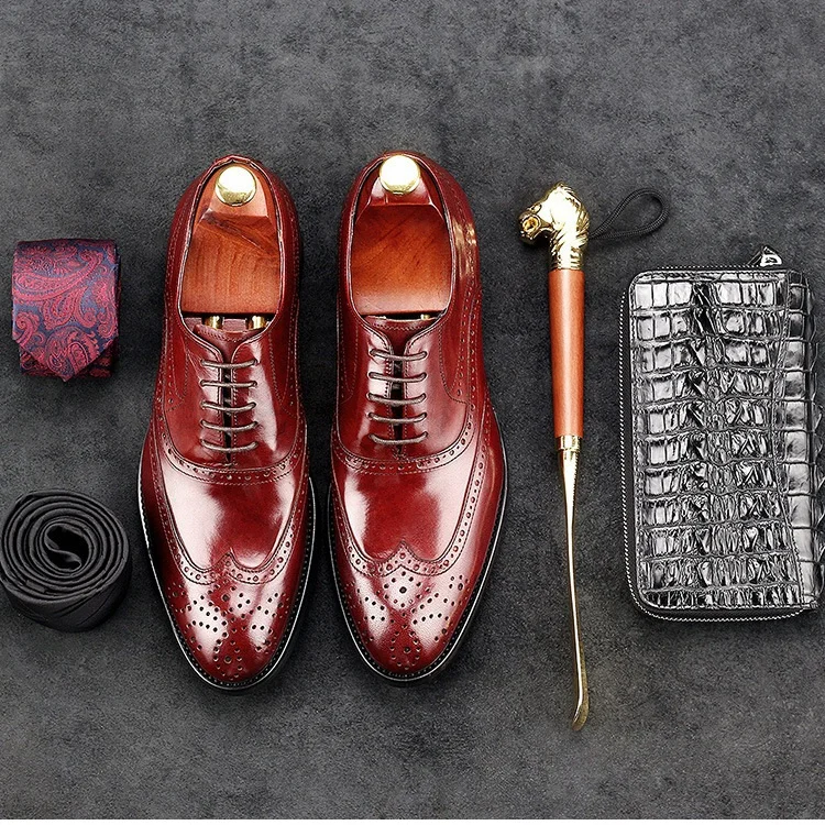 Роскошные Дизайнерские Мужские модельные туфли с перфорацией типа «броги»; модные свадебные туфли-оксфорды из натуральной кожи с перфорацией; мужские вечерние туфли на плоской подошве с круглым носком; GD35