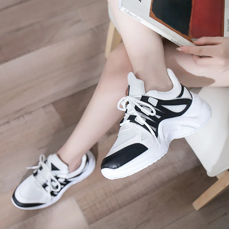 

Luxury Brand 2019 Breathable Mesh Women Casual Shoes Female Fashion Ladies Sneakers Lace Up Soft Slip-on Leisure Woman Footwears