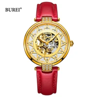 burei brand women fashion gold automatic watches ladies luxury waterproof sapphire hollow mechanial wristwatch relogio feminino