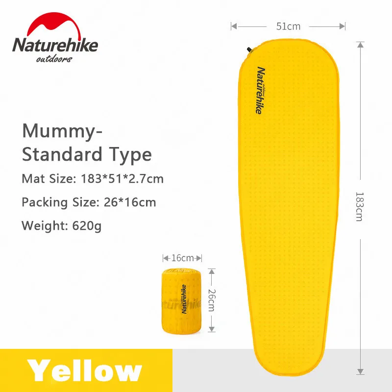 Mummy Standard Naturehike походный коврик складной Автоматический Надувной кемпинговый воздушный матрас Сверхлегкий Открытый Портативный губчатый коврик спальный коврик - Цвет: Mummy Standard