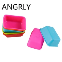 angrly 10pcs silicone cake mold rectangular muffin cup pudding jelly mold silicone soap mold cake decorating tools silicone soap