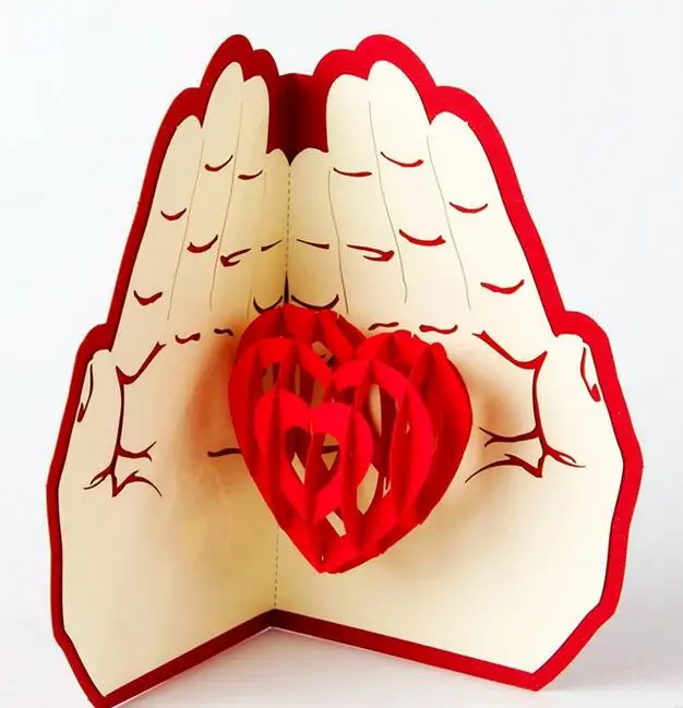 Подарок на день Святого Валентина любовь в руке 3D выдвижная поздравительная