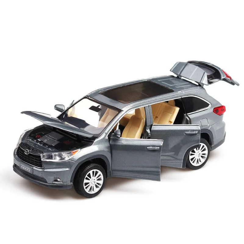 

Горячая Распродажа 1:32 Toyota Highlander модель сплава, моделирование детский звук и свет оттяните назад внедорожные модели игрушки, бесплатная дос...