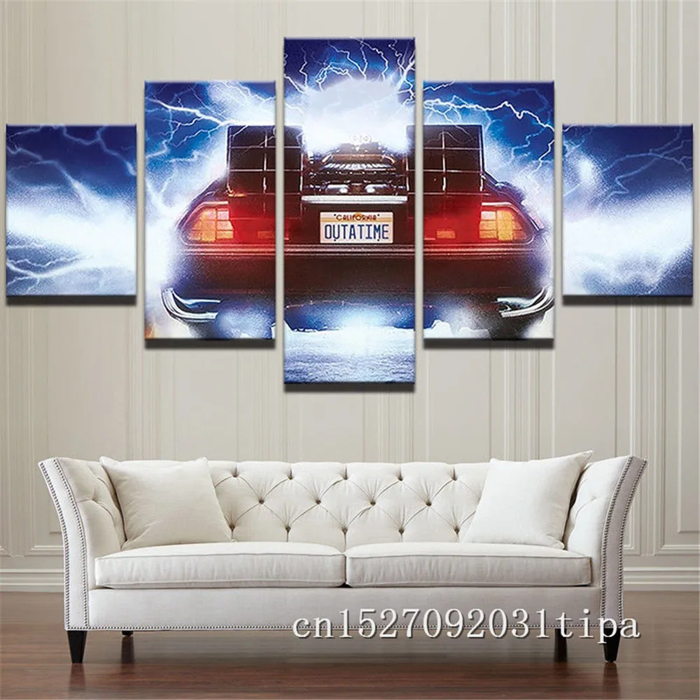 Back To The Future автомобиля 5 Панель Абстрактная живопись украшение на стену маслом