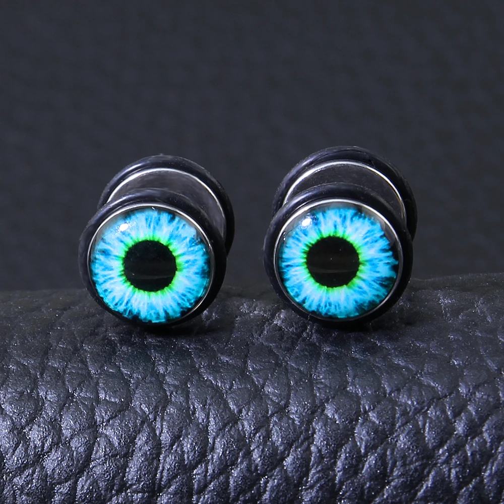 1 Pair Evil Eye Stud Earrings Punk Ear Piercing Stainless Steel Women Men Body Jewelry orecchini donna | Украшения и аксессуары