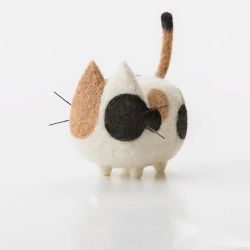 Cat 3 DIY ремесло Шерсть Войлок без лица Кошка сиамская короткошерстная Кукла Материал посылка ручной работы шитье Войлок ремесло игрушка игла валяния кошка подарки - Цвет: Cat 3