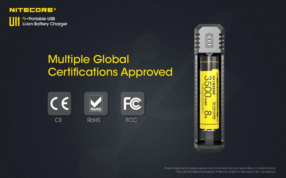 NITECORE UI1 портативное USB литий-ионное зарядное устройство совместимо с аккумулятором 18650 16340 14500