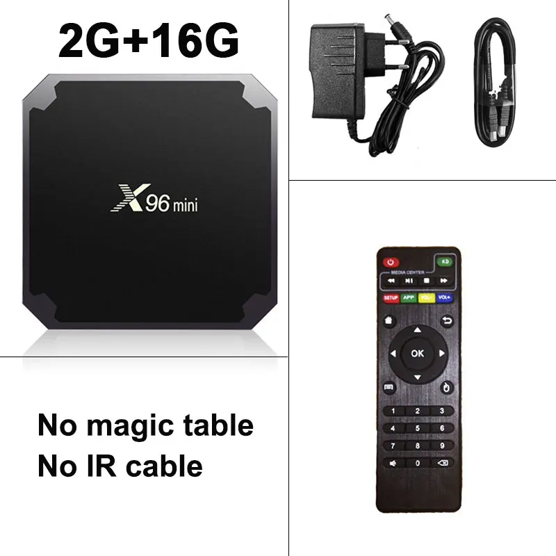 2G16G No IR Cable X96 Мини ТВ приставка android 7,1 Смарт ТВ приставка 2 Гб 16 Гб четырехъядерный процессор Amlogic S905W 2,4 ГГц wifi HD 2,0 ТВ приставка 1 ГБ 8 ГБ X96mini - Цвет: 2G16G No IR Cable