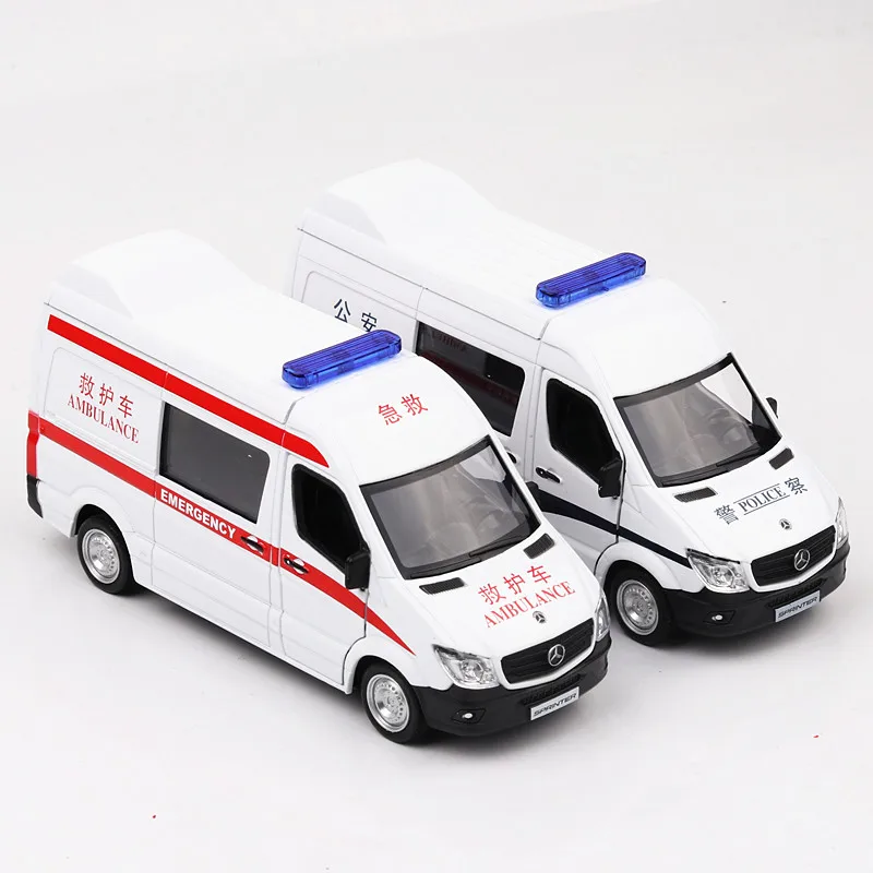 1:36 Benz полиция и машина скорой помощи Игрушечная металлическая игрушка Diecasts & Toy