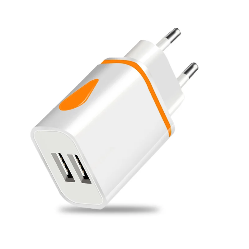 Двойное зарядное устройство USB 5 В 2.1A зарядное устройство для мобильного телефона для iphone samsung huawei Xiaomi Redmi светодиодный светильник адаптер для зарядки настенное зарядное устройство s - Тип штекера: Orange