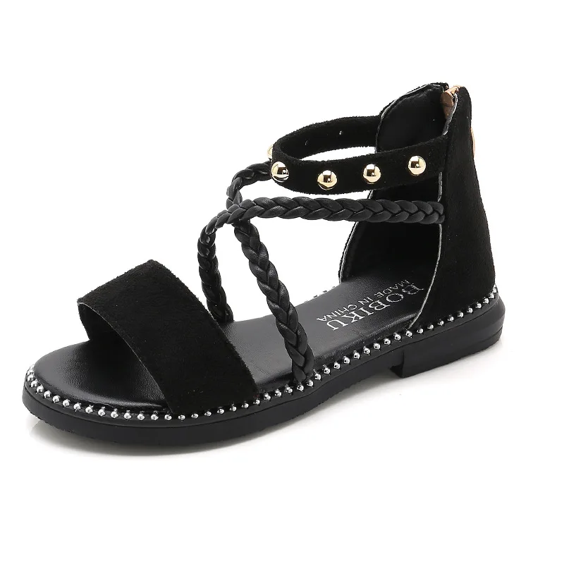 Сандалии на плоской подошве для девочек 3-12 лет